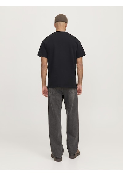 Jack & Jones Erkek Rdd Nakışlı Tişört - Daze - 12264110 Black