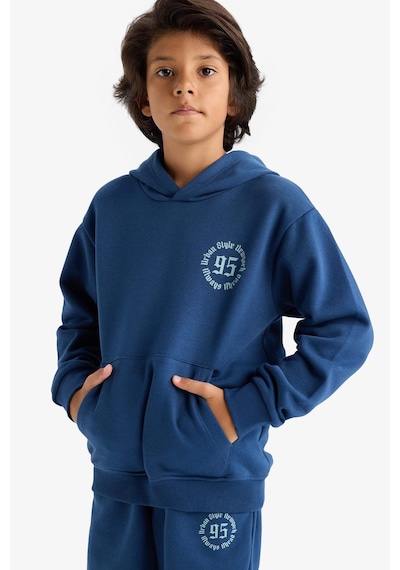 Defacto Erkek Çocuk Kapüşonlu Baskılı İçi Yumuşak Tüylü Sweatshirt E9599a825aube829 Mavi