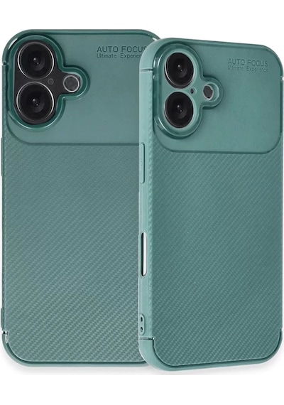 Newface Apple İphone 16 Plus Kılıf Auto Focus Karbon Kapak - Koyu Yeşil