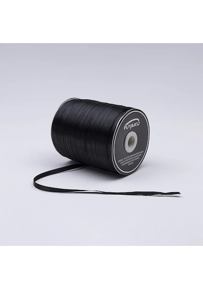 Fuyaku 6 Mm Saten Kurdele Siyah 500 Metre "