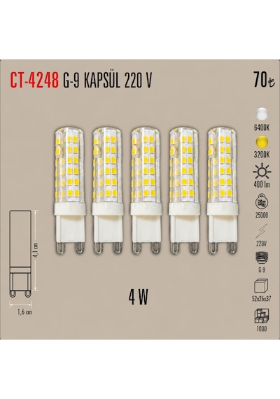 Ct-4248 G-9 Kapsül 220 V Gün Işığı 5 Adet