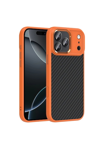 Apple Uyumlu iPhone 17 Pro Max Kılıf M-safe Şarj Özellikli Karbon Fiber Görünümlü Zore Truva Silikon Kapak