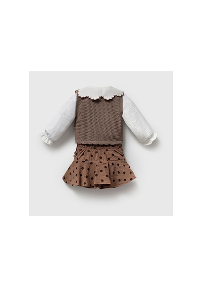 Ministok Little Squirrel Kız ^lü Takım Şort Etek Gömlek Süveter Kahverengi