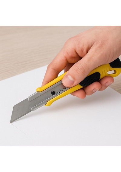 Tr Profesyonel Maket Bıçağı, 10 Adet Yedek Paslanmaz Çelik Bıçaklı, 18 Mm Segmentli, Ergonomik Kaymaz Sarı Sap,