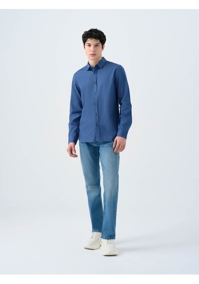 Loft Regular Fit İndigo Erkek Gömlek Lf2038615 İndigo