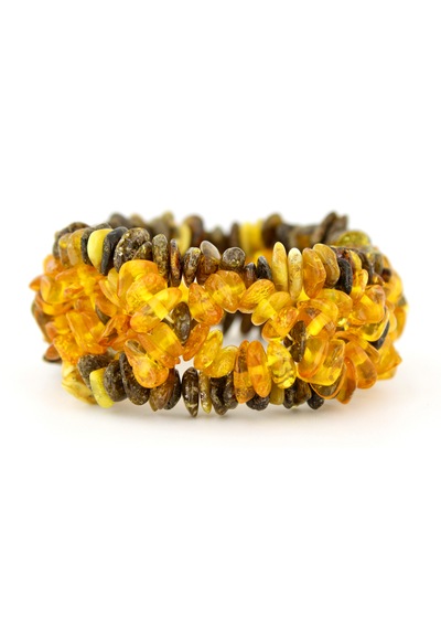 Kehribar Bileklik Amorf Tasarım Ambergold Blk23-119 Çok Renkli