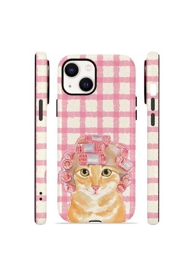 Apple iPhone Uyumlu 13 Vorian Çift Katmanlı Magsafe Kılıf Pink Picnic Cat