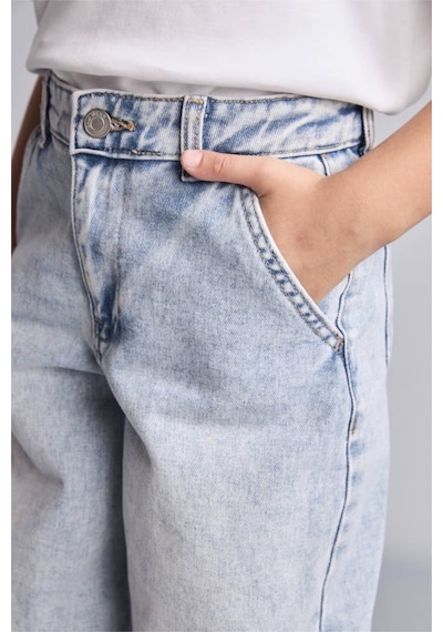Defacto %100 Pamuk Baggy Fit Açık Mavi Kız Çocuk Jean Pantolon H6244a8/nm39