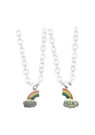 Best Friends Gökkuşağı İkili Çift Bff Kolye Çok Renkli