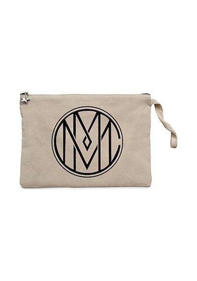 Marilyn Manson Circle Logo Krem Clutch Cüzdan / El Çantası Krem