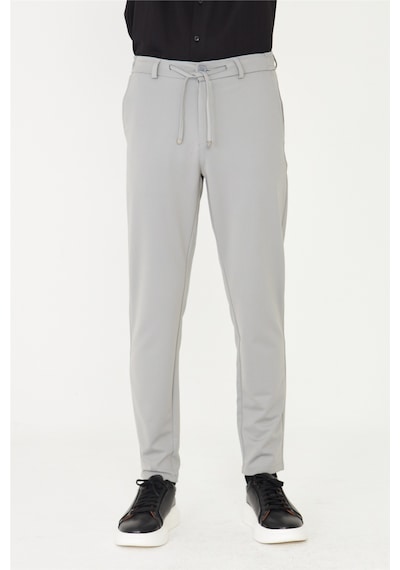 Gri Modern Kesim Bağcıklı Smart Casual Jogger Pantolon Gri