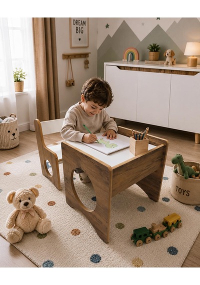 Pema Home %100 Mdf Montessori Aktivite Masası, Çocuk Oyun Çizim Masa Sandalye Takımı Kahverengi Pema Home %100 Mdf Montessori Aktivite Masası, Çocuk Oyun Çizim Masa Sandalye Takımı Kahverengi