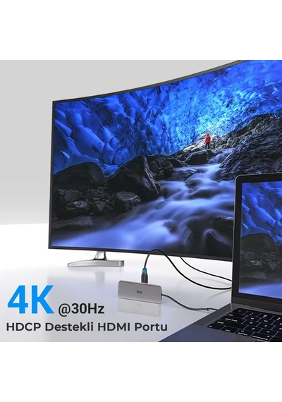 Bx11hb Type-c To Hdmı Vga Ethernet 3.5 Mm Jack Usb 3.0 Pd Kart Okuyucu Dönüştürücü Adaptör