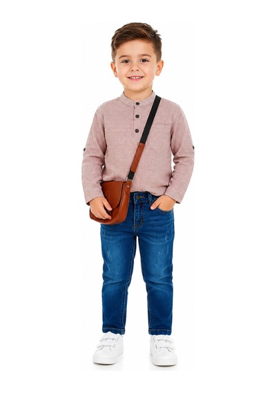Gülerçocuk Erkek Çocuk Hakim Yaka Çizgili Gömlek Jeanpantolon Çantalı Takım Şık Kombin Günlük Özel Gün Bordo Gülerçocuk Erkek Çocuk Hakim Yaka Çizgili Gömlek Jeanpantolon Çantalı Takım Şık Kombin Günlük Özel Gün Bordo