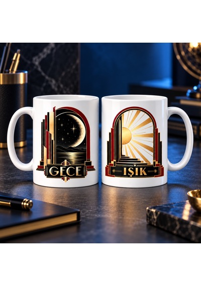 Mmb-trade Gece Ve Işık 2'li Porselen Kupa Seti - Model 690 Mmbz