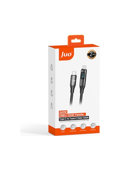 Juo 240W Usb 3.1 Gen2 10Gbps E-mark Çipli Led Display 4K 60Hz Görüntü ve Type-c Hızlı Şarj Kablosu 1.25 M