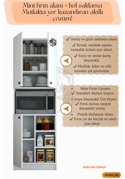 Tamamı Mdf 3 Kapaklı Modern Tasarım Çok Amaçlı Beyaz Mini Fırın D