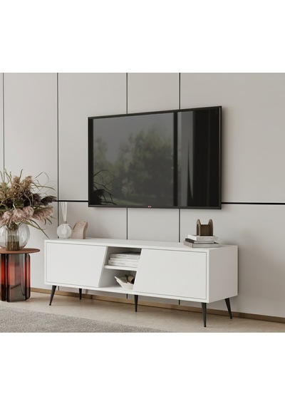 Roma Tv Ünitesi 140 Cm Mdf Metal Ayak Beyaz
