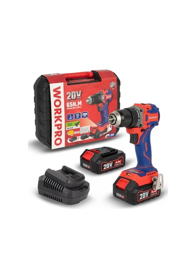 Workpro Wp390023 20volt 4.0ah Li-ion 65nm. Çift Akülü Kömürsüz Profesyonel Şarjlı Matkap