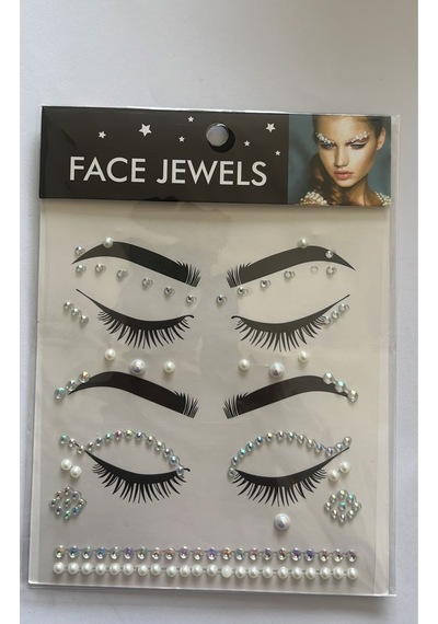 Face Gems Yüz Süsleme Taşı Vücut Kristali Model 19 Beyaz