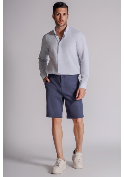 Braccas Erkek Yandan Cepli Klasik Bel Relaxed Fit Chino Şort Lacivert Lacivert