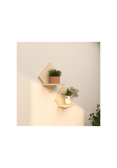 2'li Raf Çiçeklik Seti 34x34 Cm Kontrplak Duvar Rafı Beyaz, Ceviz, Doğal Ahşap, Siyah Doğal Ahşap