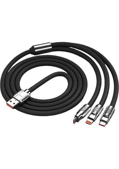 Abatech 3in1 Type C- Lightning- Micro Usb Silikon 3.0a 1.5m Şarj Ve Data Kablosu -