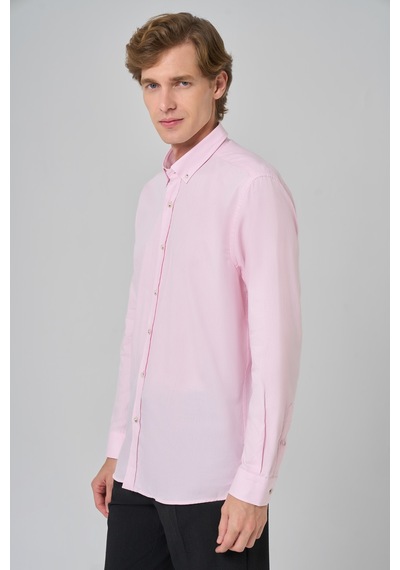 Morven Erkek Pembe Pamuk Regular Fit Düğmeli Yaka Gömlek 26ms004002150 Pembe