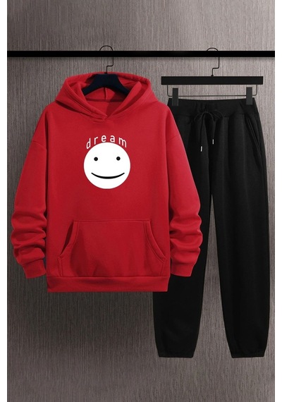 Uyguntarz Unisex Dream Baskılı Eşofman Takımı Kırmızı
