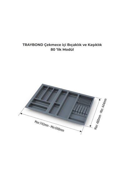 Çekmece Içi Kaşıklık Ve Bıçaklık Düzenleyici Antresit, 74x48 Yandan Ve Boydan 4cm Kesilebilir Diğer