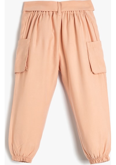 Koton Kargo Pantolon Jogger Kuşak Detaylı Cepli Pembe 3smg40059aw 3SMG40059AW283 Gül