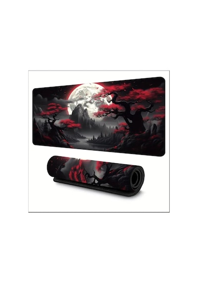 70x30 Cm Karanlık Kırmızı Ay Temalı Kaydırmaz Taban Speed Yüzey Oyuncu Mouse Pad Gaming
