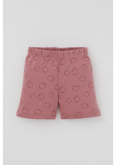 Breeze Kız Bebek Pijama Takımı Elma Desenli Önden Düğmeli 4 Ay - 1 Yaş , Gülkurusu