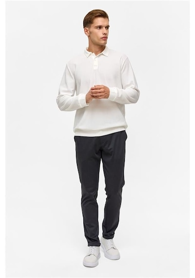 SÜVARİ Beyaz Regular Düz Polo Yaka Sweatshirt Beyaz