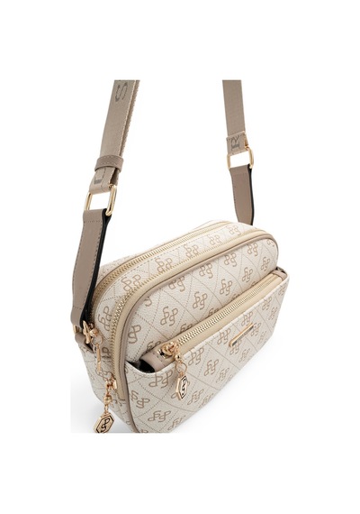 Silver & Polo Silver Polo Bej - Kum Monogram Kadın Çapraz Çanta Sp1162