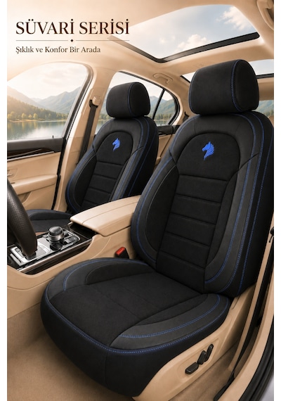 Kia Venga 2012-2015 Uyumlu Süvari Serisi Siyah Mavi Oto Koltuk Kılıfı