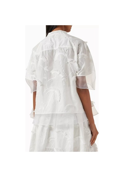 3.1 Phillip Lim Nakışlı Voile Ve Organze Bluz Zarif Ve Romantik Tasarım Beyaz