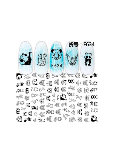 Adanil Polygon Çizimli Hayvanlar Panda Tilki Tavşan Sticker F634