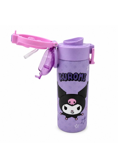Kuromi Çift Fonksiyon Kapaklı Çelik Matara 600ml .
