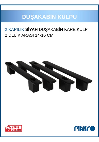 Duşakabin Cam Kapı Kulp Siyah Kol Ayarlı 14-16 Cm Siyah