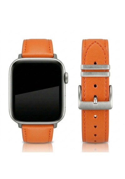 Goldoni Apple Watch Uyumlu İnce Gerçek Deri Kordonu Metal Köprülü