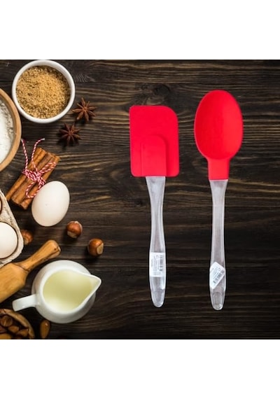 Vıalex Kırmızı Silikon 2 Parça Spatula Kaşık Seti Genel
