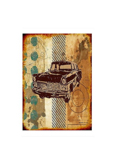 Bedeko Kırkyama Klasik Araba Tasarım Ahşap Tablo 50 Cm X 70 Cm