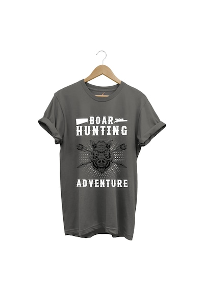 Domuz Avcılığı Baskılı Hunter Avcılık Temalı %100 Pamuk Regular Fit Gri T-shirt Antrasit Domuz Avcılığı Baskılı Hunter Avcılık Temalı %100 Pamuk Regular Fit Gri T-shirt Antrasit