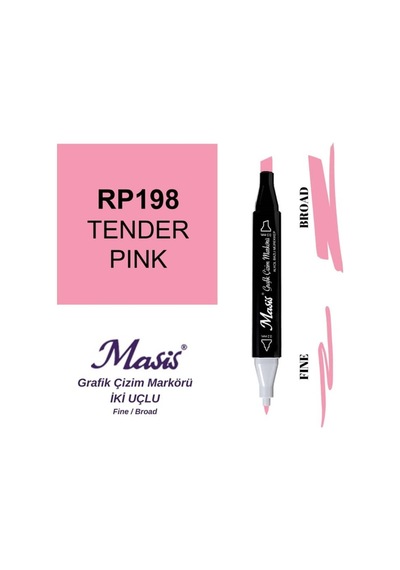Çift Uçlu Marker Grafik Çizim Kalemi 198 Yumuşak Pembe