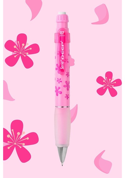 Deep Mekanik Kurşun Klm 07 Mm, Şeker Pembe, Çiçek Deseni