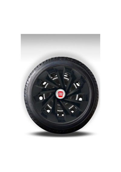 Fiat 14'' İnç Siyah Jant Kapağı 4lü Takım Esnek Albea Palio Punto Tempra Tipo Uno Doblo Teneke Jant Uyumlu Universal Logolu 110