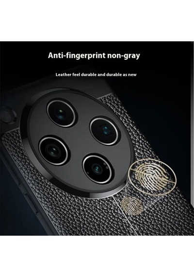 Oppo Find X8 Pro Uyumlu Silikon Kılıf Deri Desenli Kamera Korumalı Darbe Emici Autofocus Kapak Siyah
