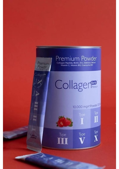 Collagen Forte Çilek Aromalı 1000 Mg Tip 1-2-3-5-10 Toz Kolajen 30 Şase