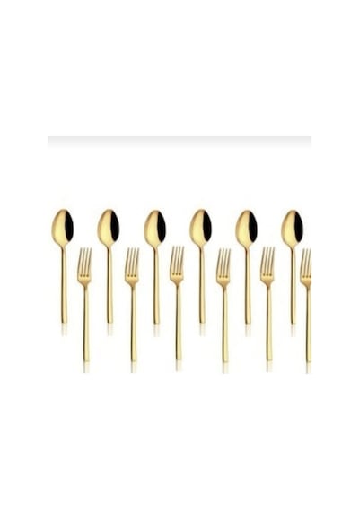 Stayle Titanyum Gold 6 Adet Tatlı  Kaşık 6 Adet Tatlı Çatal